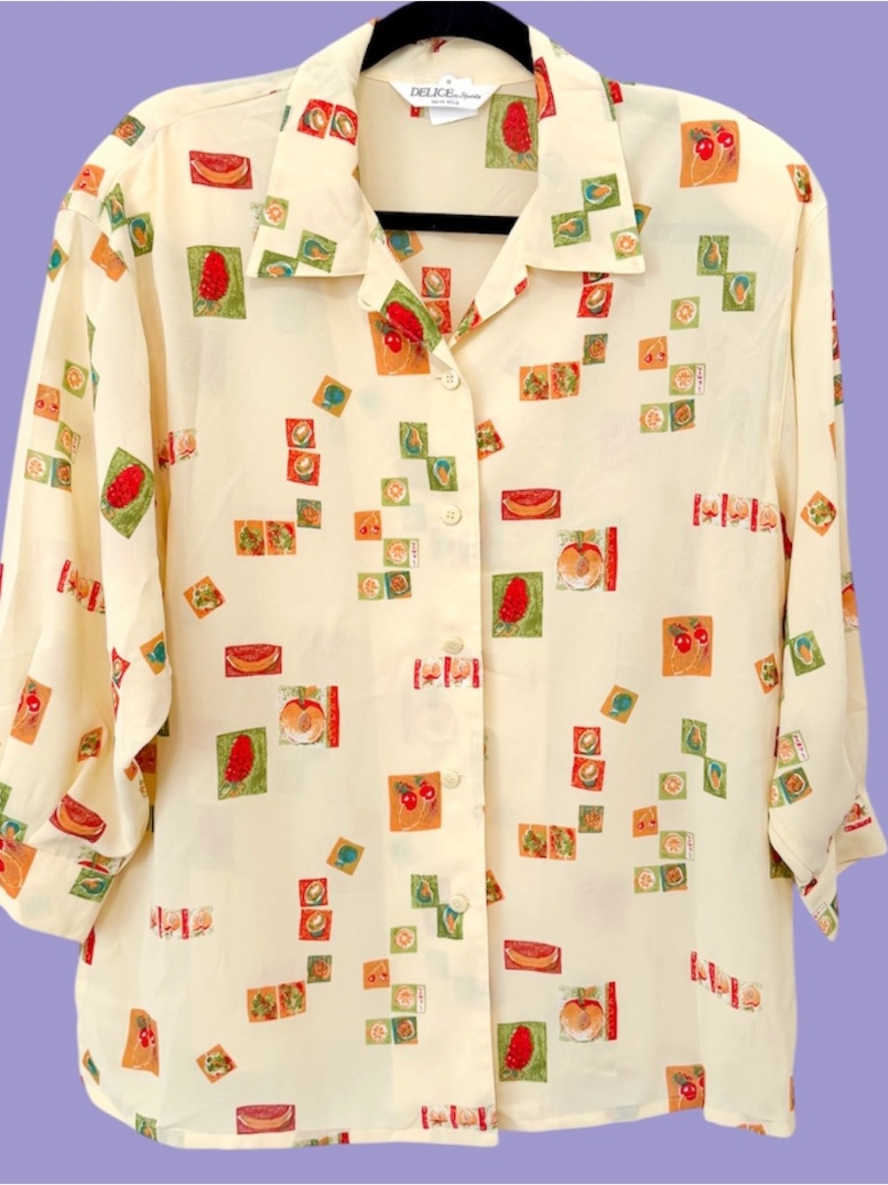 Vintage japanese fruit chiffon button down